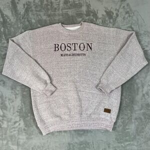 Boston Massachusetts Sweatshirt‎ Mens XL Gray Embroidered Crewneck Bay State